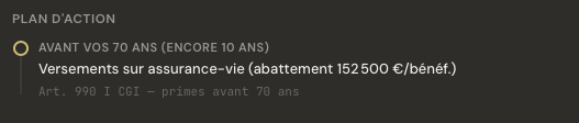 D&eacute;tail d'un sc&eacute;nario d'optimisation : comparatif avant/apr&egrave;s par h&eacute;ritier, &eacute;conomie brute et nette, frais de notaire